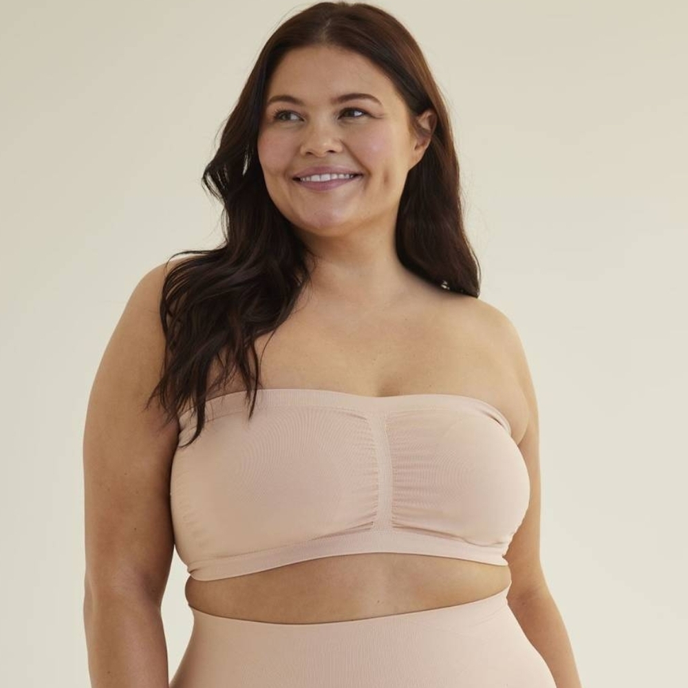 Solid Seamless Bandeau - ti VOGLIO • Size 4X • Color Morning Glory / Nude